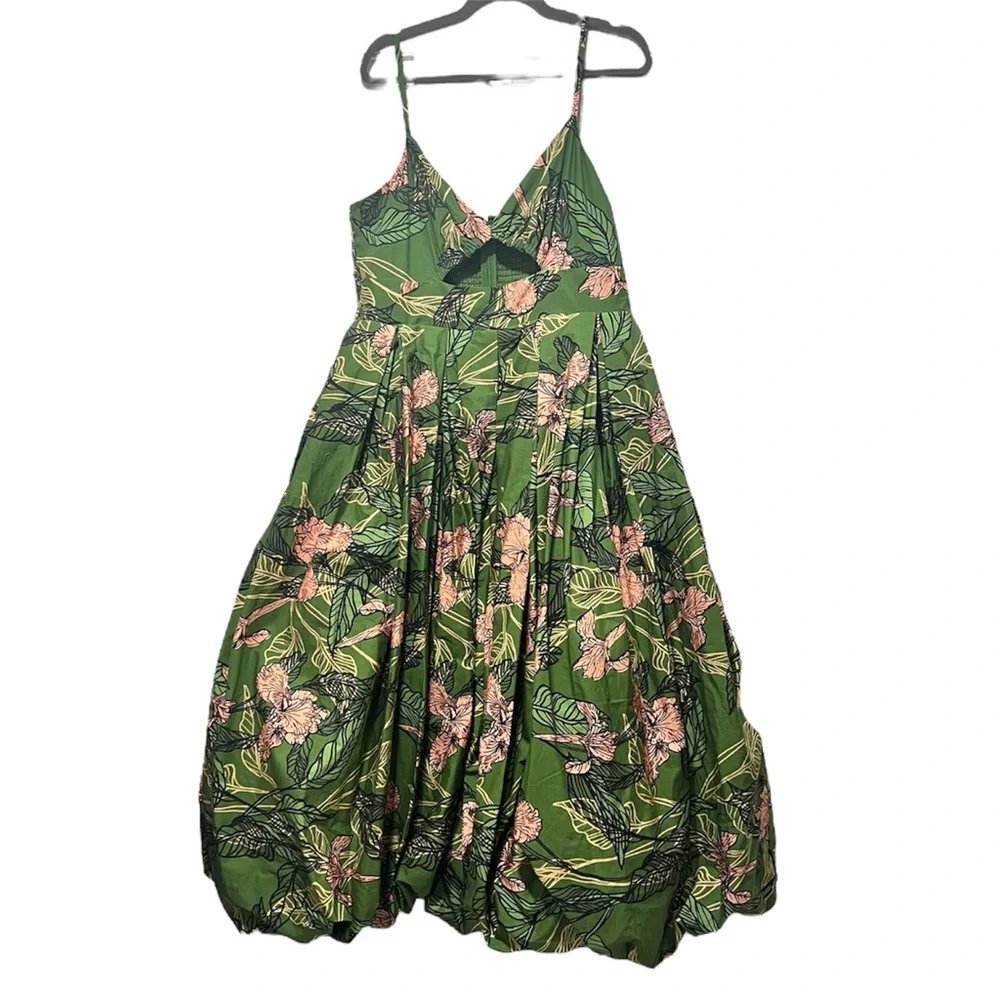 NWT Anthropologie Hutch Green Cutout Bubble-Hem Midi Dress - Picture 10 of 16